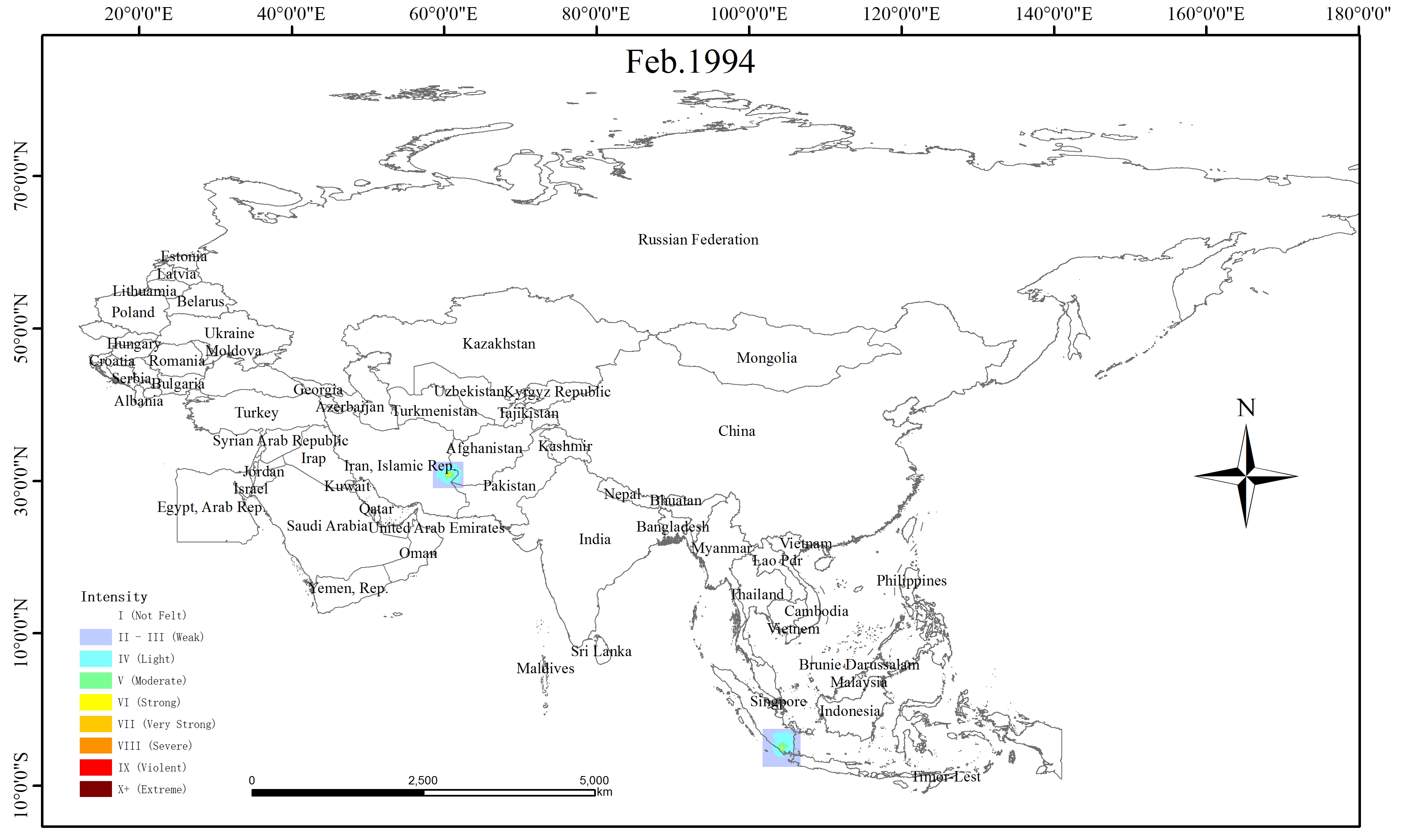 Spatio-temporal Distribution of Earthquake Disaster in the Belt and Road Area in 1994
