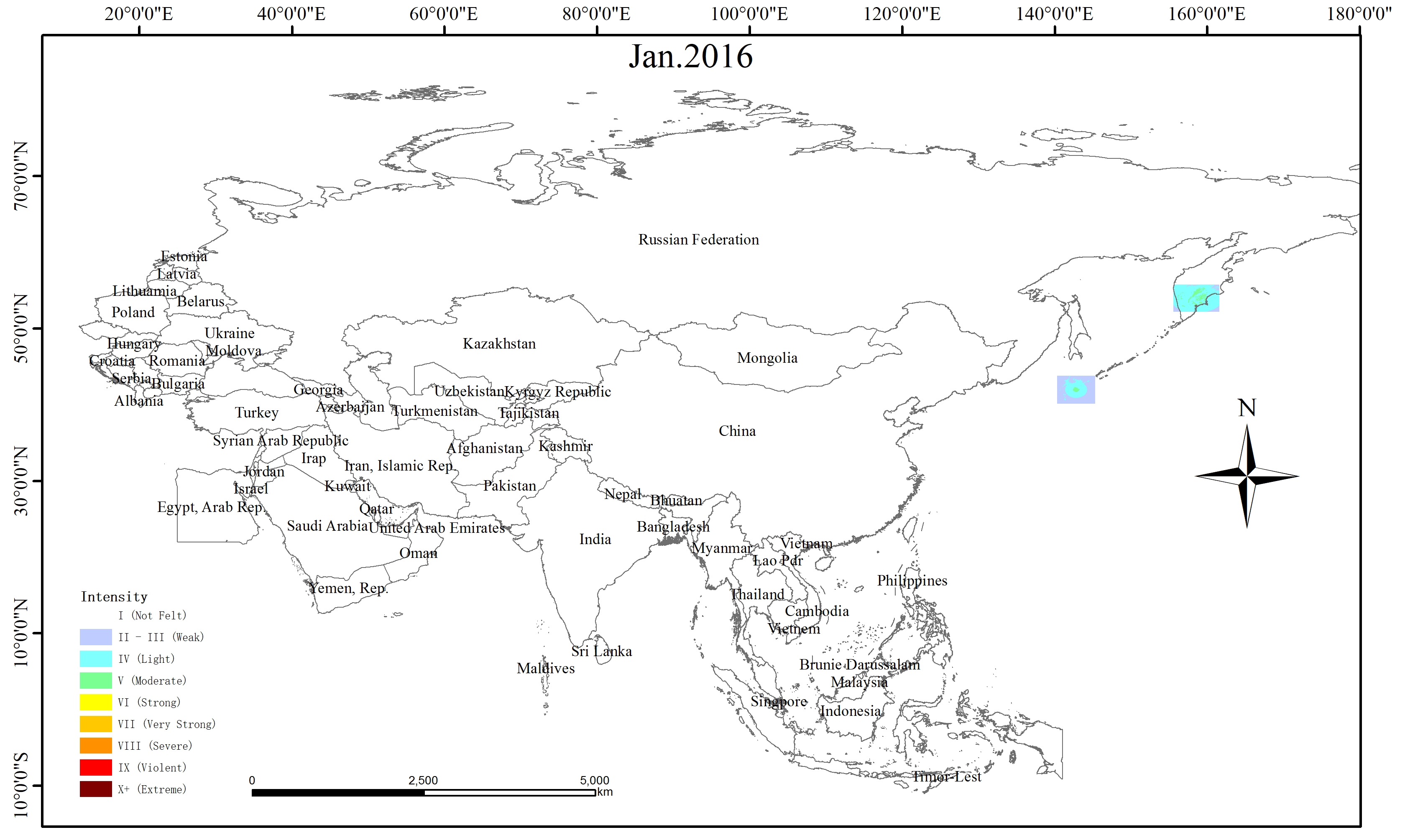 Spatio-temporal Distribution of Earthquake Disaster in the Belt and Road Area in 2016