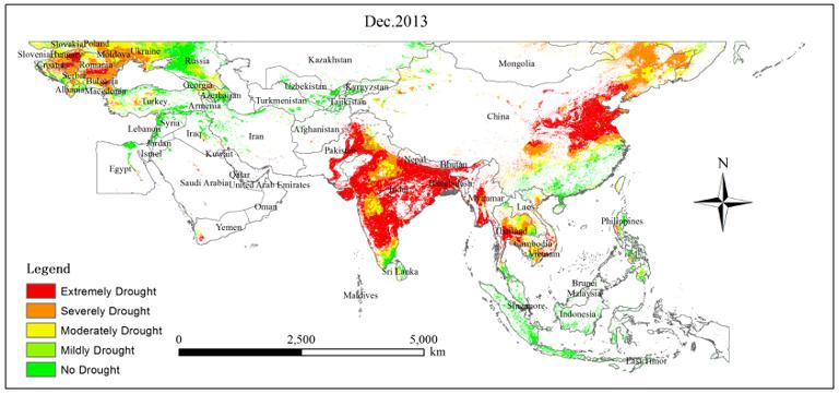The drought level database of cropland in Belt and Road Area from 2001 to 2013