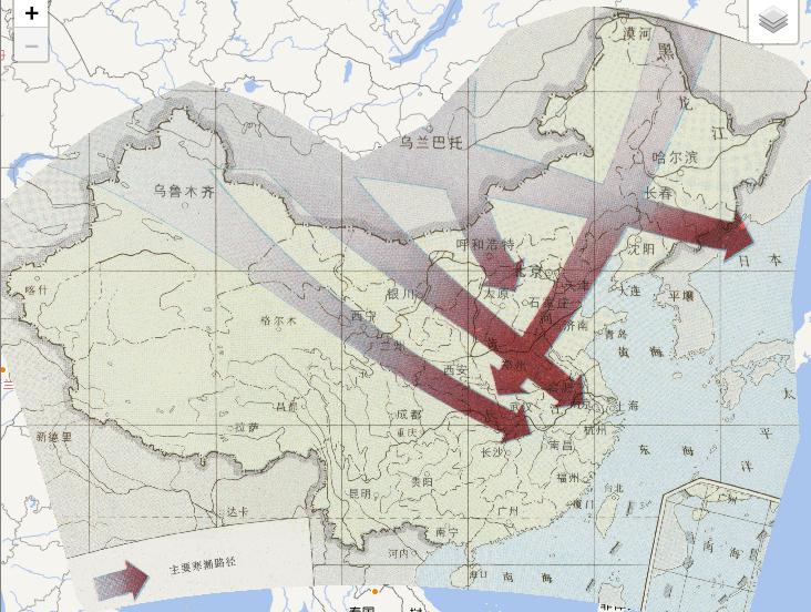 Online map of cold wave path of agrometeorological disasters in China