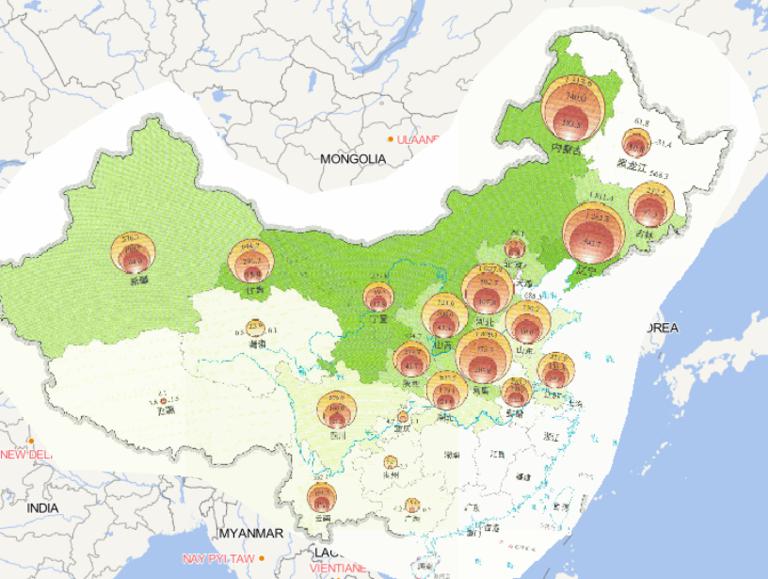 Online map of crops affected by drought disaster in China in 2014