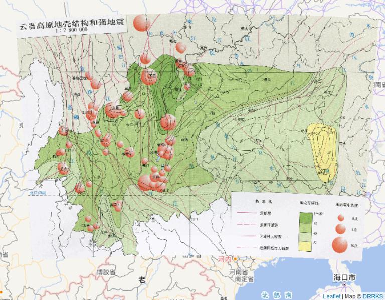Online map of crustal structure and strong earthquake in Yunnan Guizhou Plateau in China(2010)