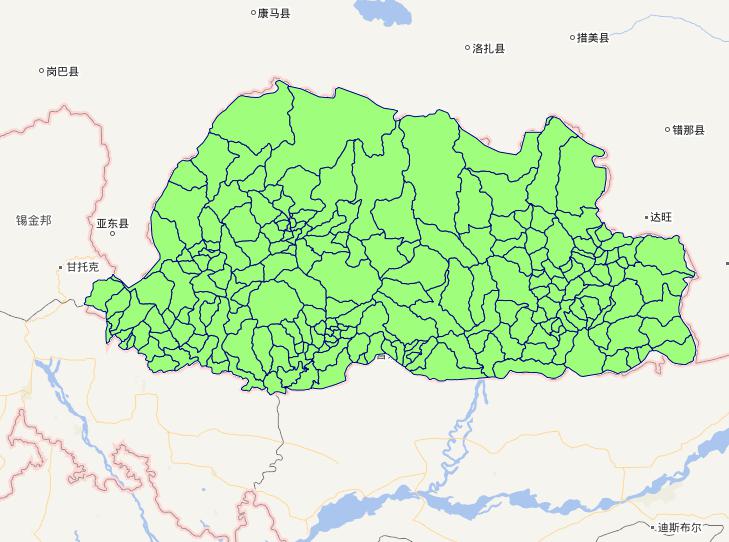 Kingdom of Bhutan level 2 administrative boundaries online map