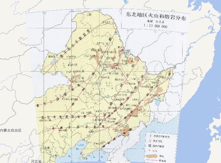 Online map of volcanic and lava distribution in northeastern China