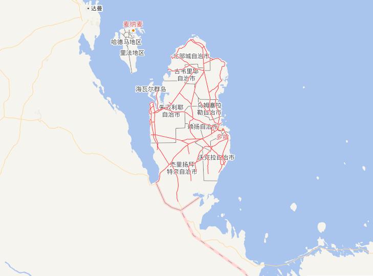 Online map of Qatar Highway