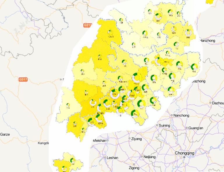 Online map of GDP in Wenchuan disaster area in China