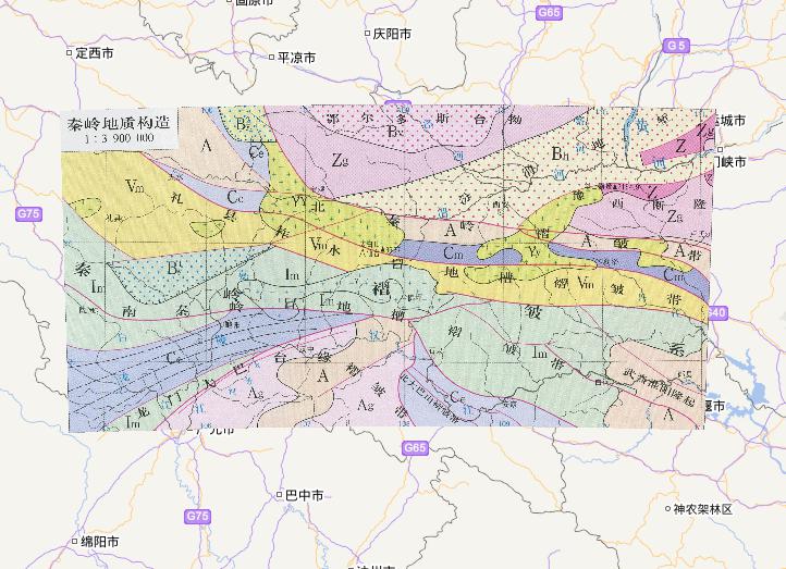 Online map of geological structures in the Qinling Mountains, China