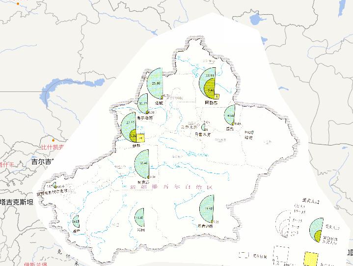 Snow-stricken population online map in northern of Xinjiang(2010)