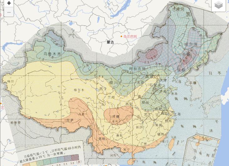 Online map of agrometeorological disasters in Autumn cold wave era in China