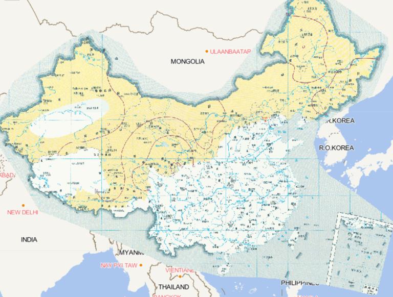 Online map of light drought frequency during the jointing period of spring wheat in China