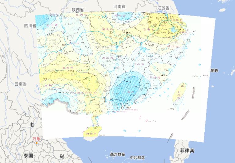 Online map of the difference between the early ten days' rainfall in May and the average level during the flood disaster period in South China(2010)