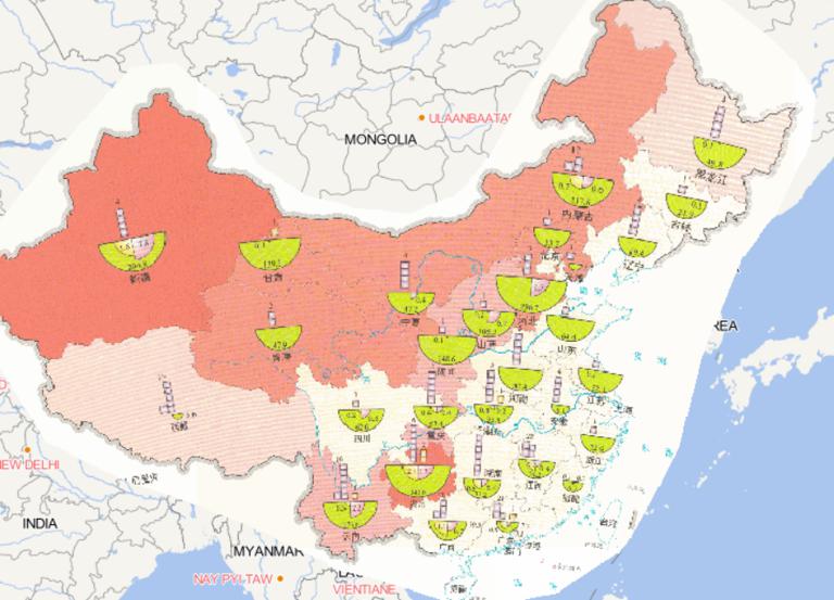 Online map of disaster situation of people affected by wind and hail disasters in China in 2014