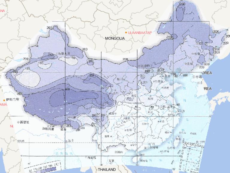 Online map of the maximum annual freezing days in China from 1961 to 2015