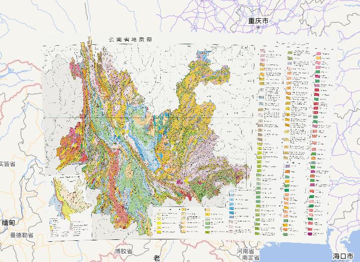 Geological Online Map of Yunnan Province, China