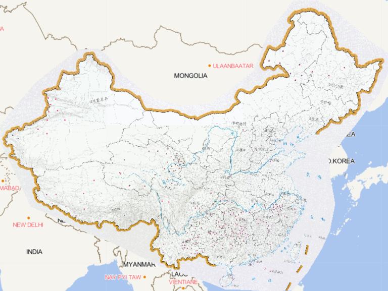Online map of the affected areas in January 2013 in China