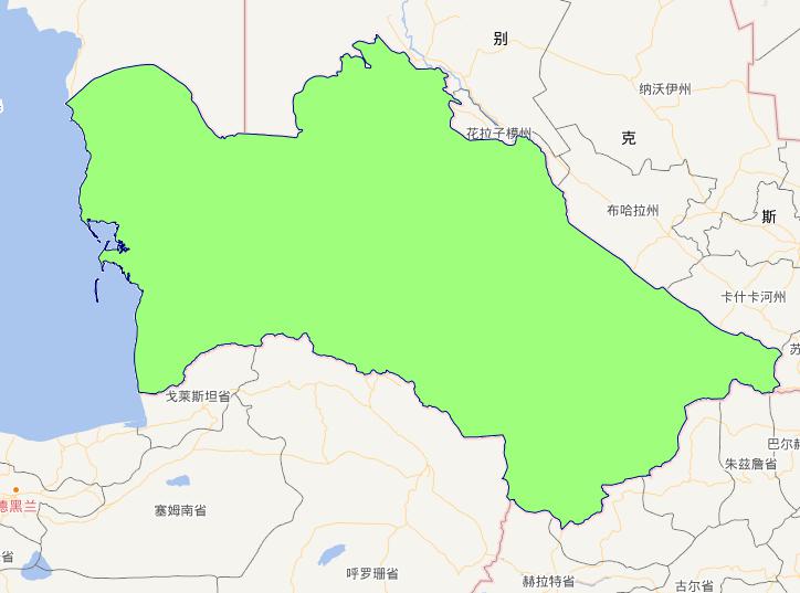 Online map of Turkmenistan Level 0 Administrative boundaries