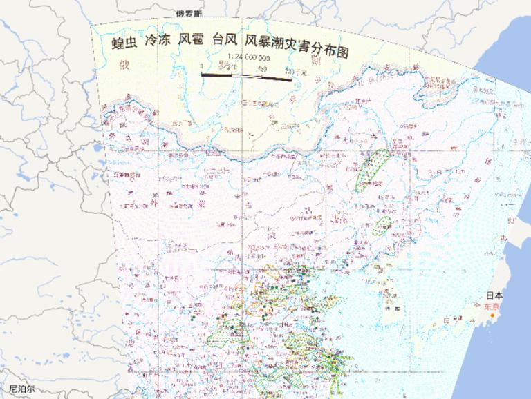 Online map of locust, freezing, storm, typhoon, storm surge in Qing Dynasty of China