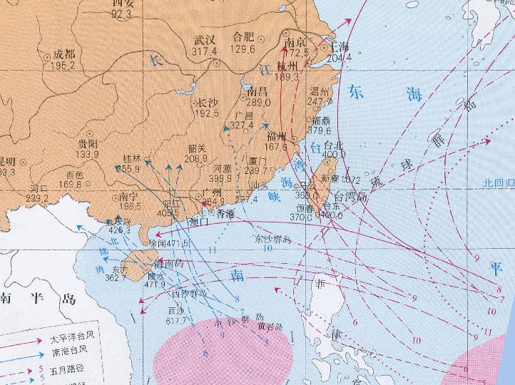 Online map of source and path of the typhoon in southern China