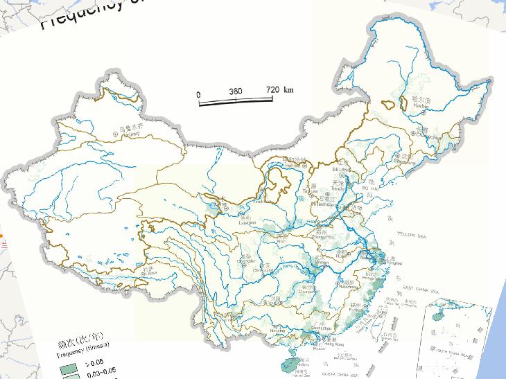 Online map of autumn flood frequency in China (1949 to 2000)