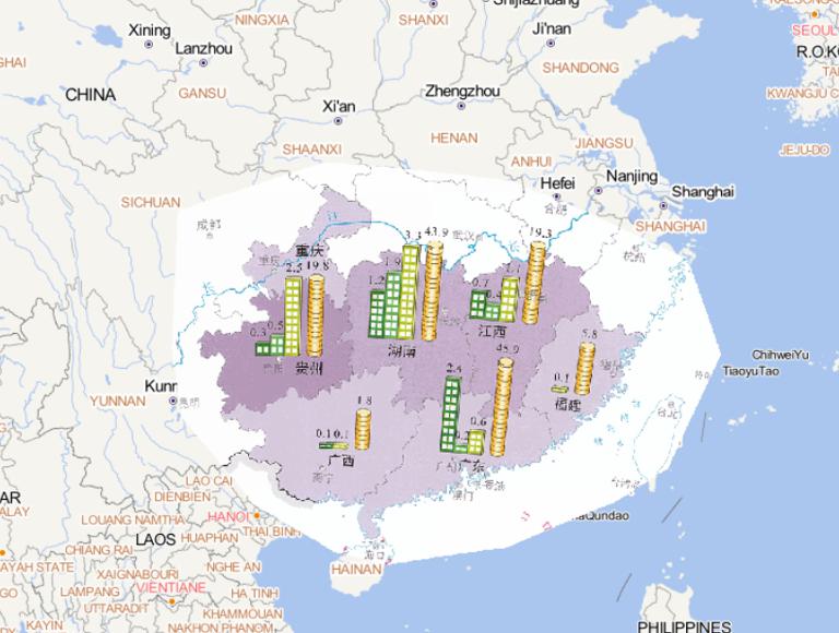 Online map of house damage and economic losses caused by flood disaster in the south of Yangtze River in mid to late May 2014