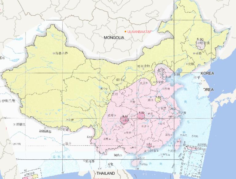 Online map of average autumn precipitation pH value in China from 1992 to 2015