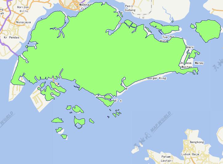 Online map of Singapore 0 administrative boundaries