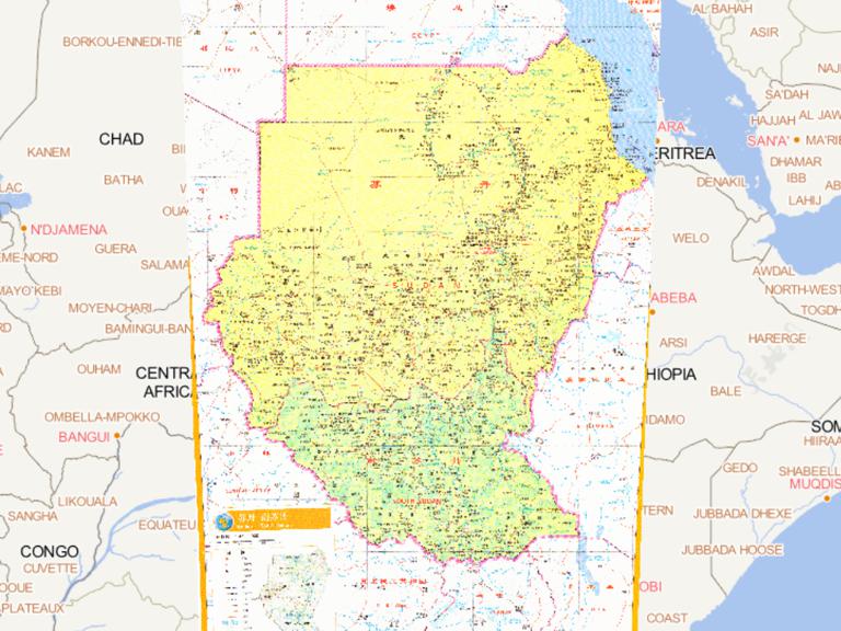 Online map of Sudan, South Sudan