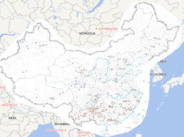 Online map of China's March disaster distribution in 2014