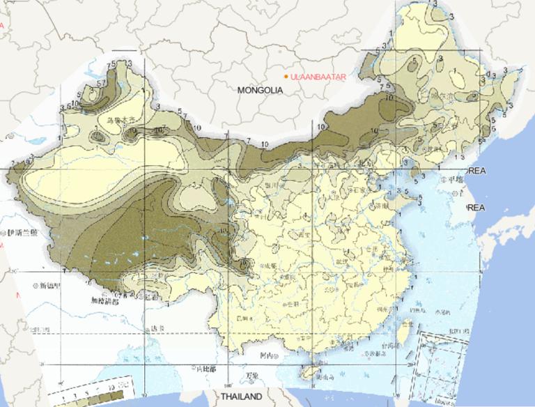 Online map of average autumn gale days in China from 1981 to 2010