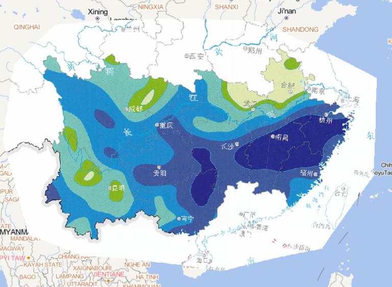 Online map of accumulated precipitation of flood disaster in southern China from June 18 to 22, 2014