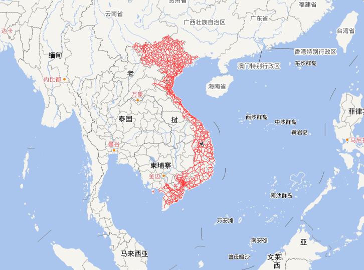 Online map of highway in Vietnam