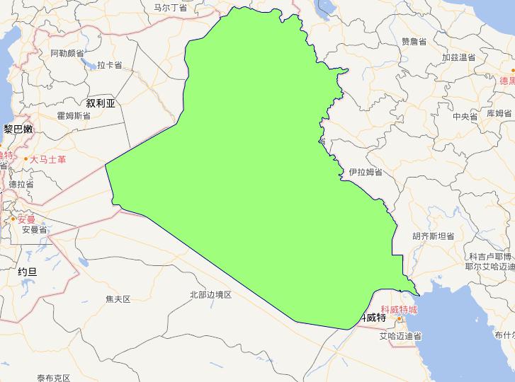 Online map of Iraqi level 0 administrative boundaries