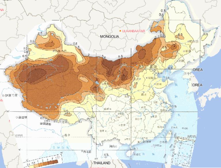 Online map of average spring sandstorm days in China from 1981 to 2010