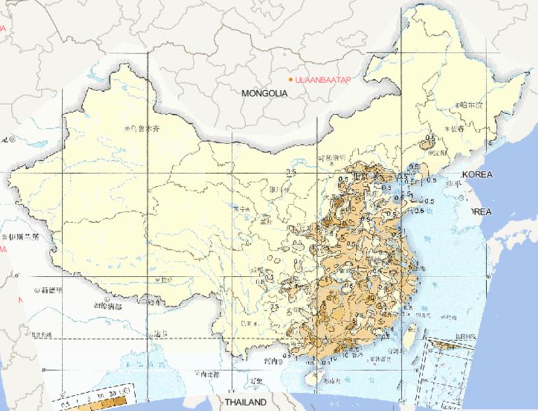 Online map of average autumn haze days in China from 1981 to 2010