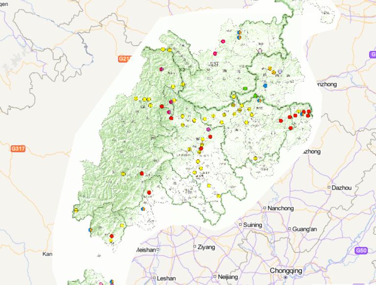 Online map of metal mineral resources in Wenchuan disaster area in China