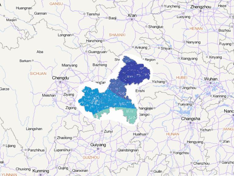 Online map of accumulated precipitation of flood disaster in Chongqing from August 31 to September 2, 2014