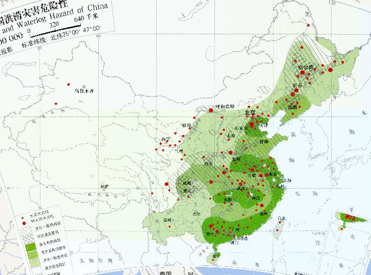 The danger of flood disaster in China (1:3200 million) online map