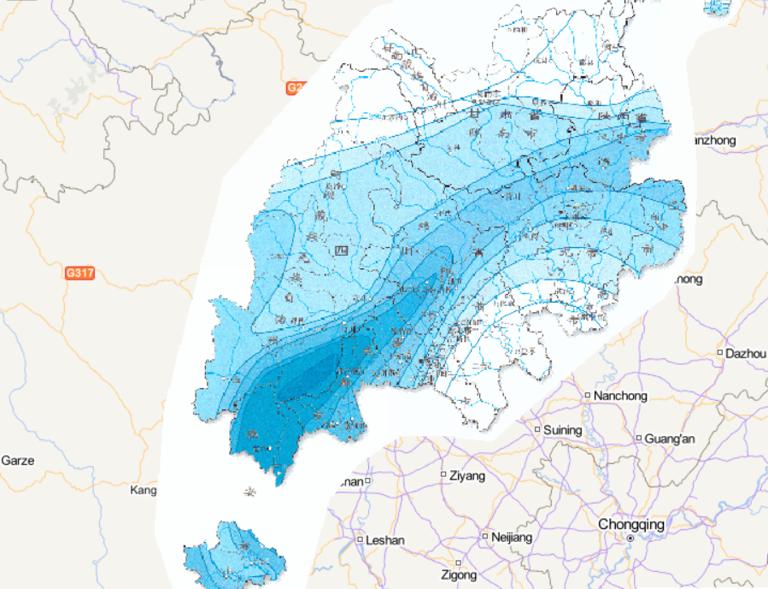 Online map of annual runoff depth in Wenchuan disaster area in China