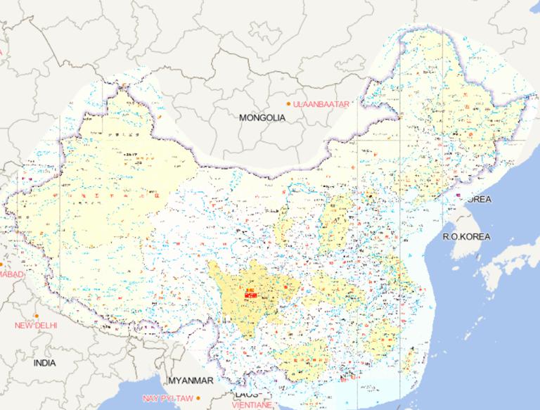 Online map of Wenchuan earthquake location in China