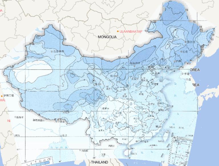 Online map of average annual cold wave frequency in China from 1981 to 2010