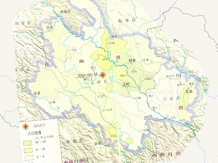 China's Qinghai Yushu earthquake disaster population density online map(2010)