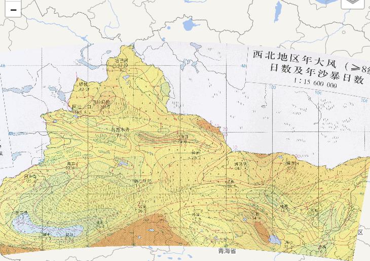 Online map of the number of annual gale days in Northwest Chinese and sandstorm days figure
