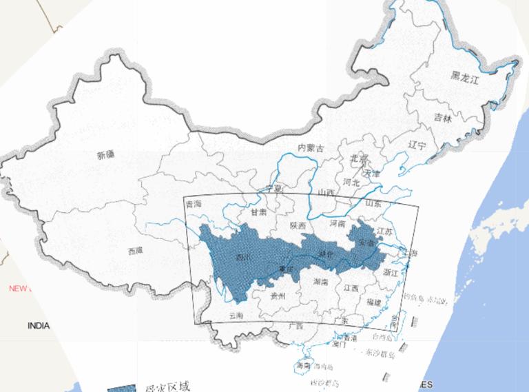 Online map of floods, wind and hail disasters distribution in the Jianghuai Jianghan region of the Sichuan Basin, China from the end of June to early July 2013