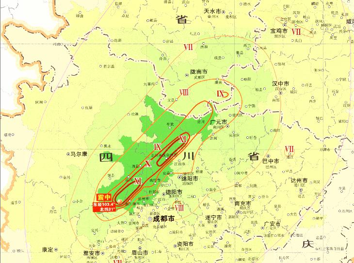 Online map of the scope and extent of the earthquake in Wenchuan, China