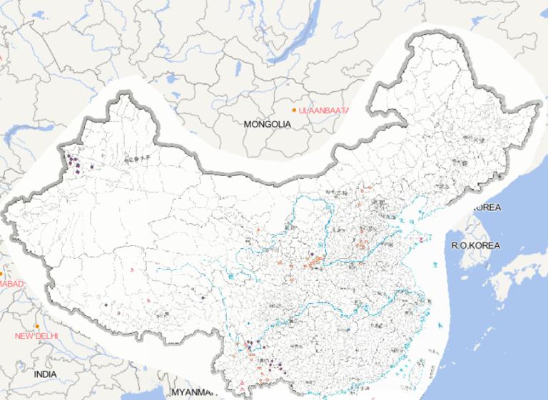 Online map of China's January disaster distribution in 2014