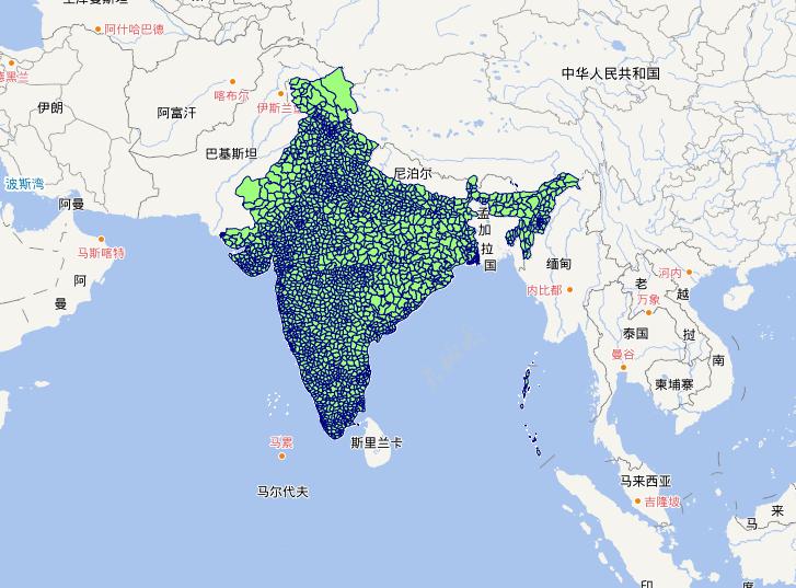 Online map of India's level 3 administrative boundary