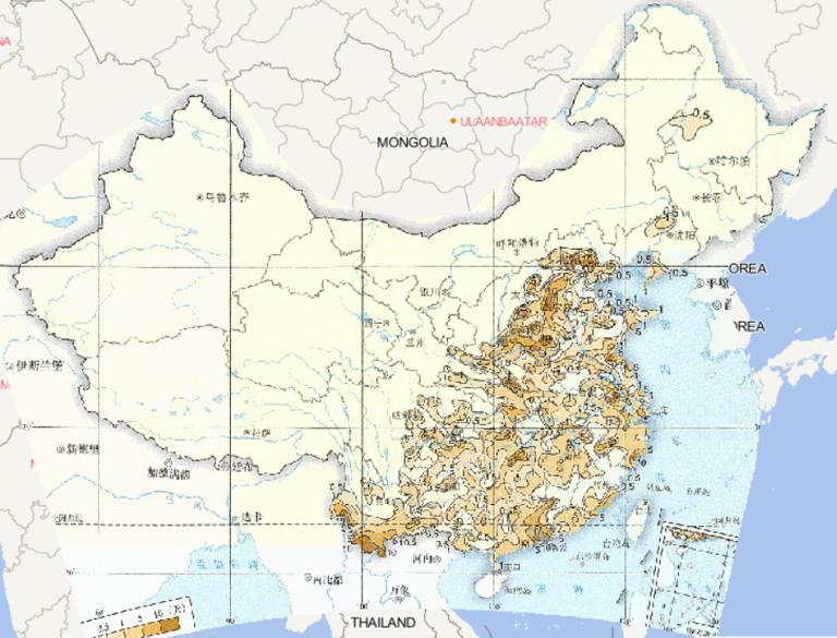 Online map of average spring haze days in China from 1981 to 2010