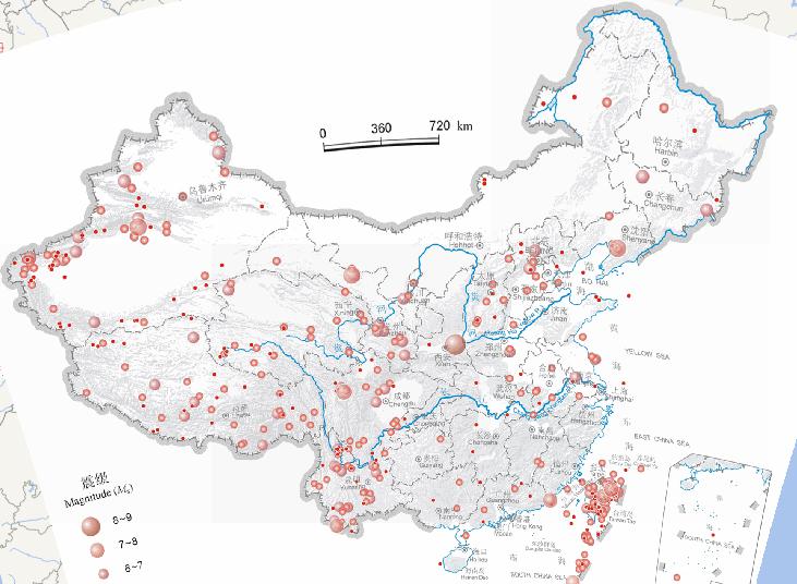 Epicentral distribution online map of the Chinese earthquake (2300 BC-AD 2000, February, magnitude 4 or above)
