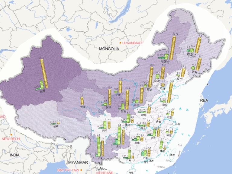 Online map of house damage and economic loss caused by wind and hail disasters in China in 2014