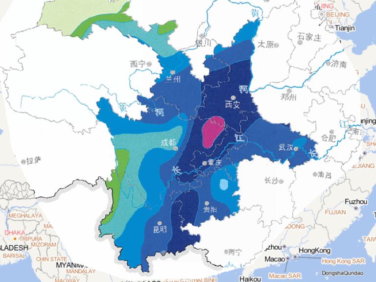 Online map of accumulated precipitation of flood disaster in West China from September 9 to 18, 2014